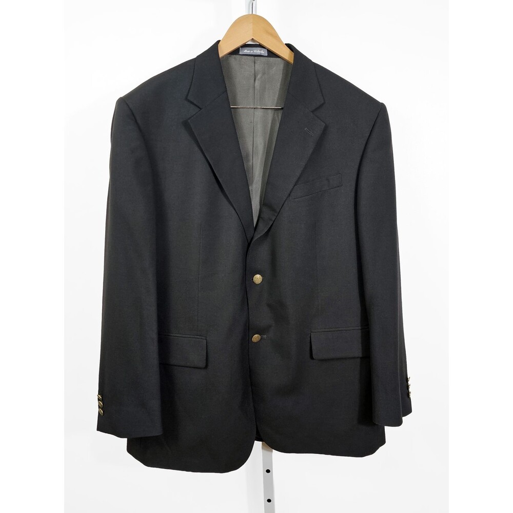 Oscar De La Renta 46R Black Wool Blazer Classic Elegant Flawed